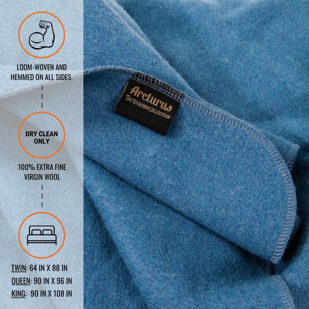 Arcturus Bighorn 100% Virgin Wool Blanket - Steel Blue