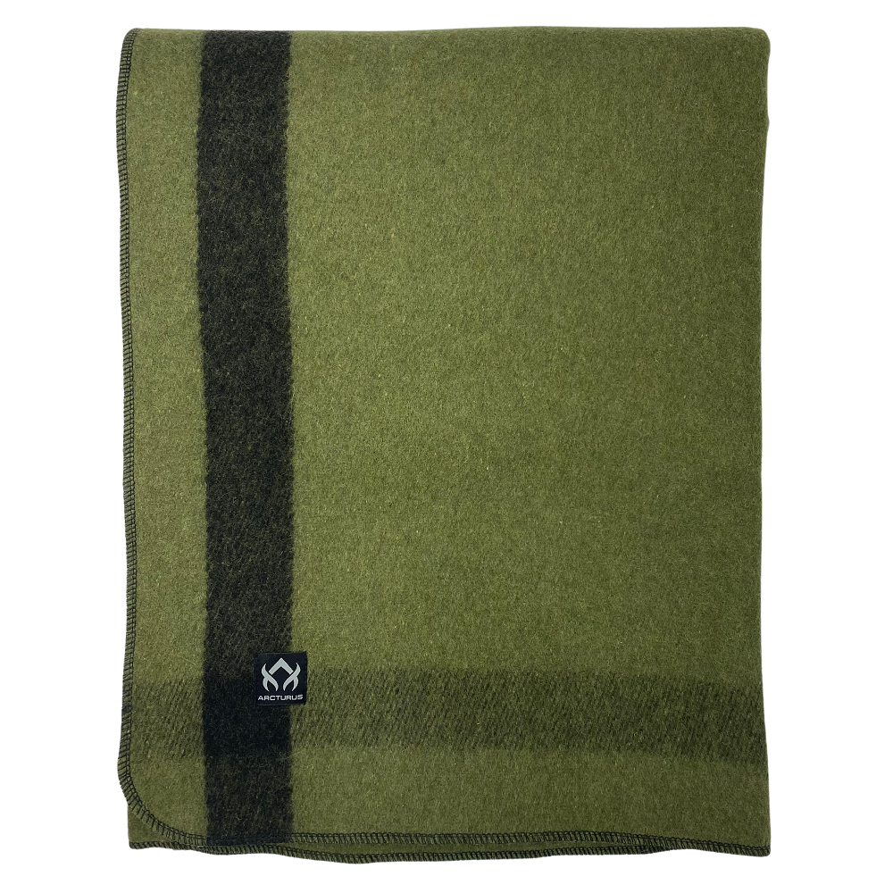 Arcturus Military Wool Blanket - 4.5 lbs, Warm, Thick, Washable, Large 64  x 88 - Great for Camping, Outdoors, Survival & Emergency Kits (Military