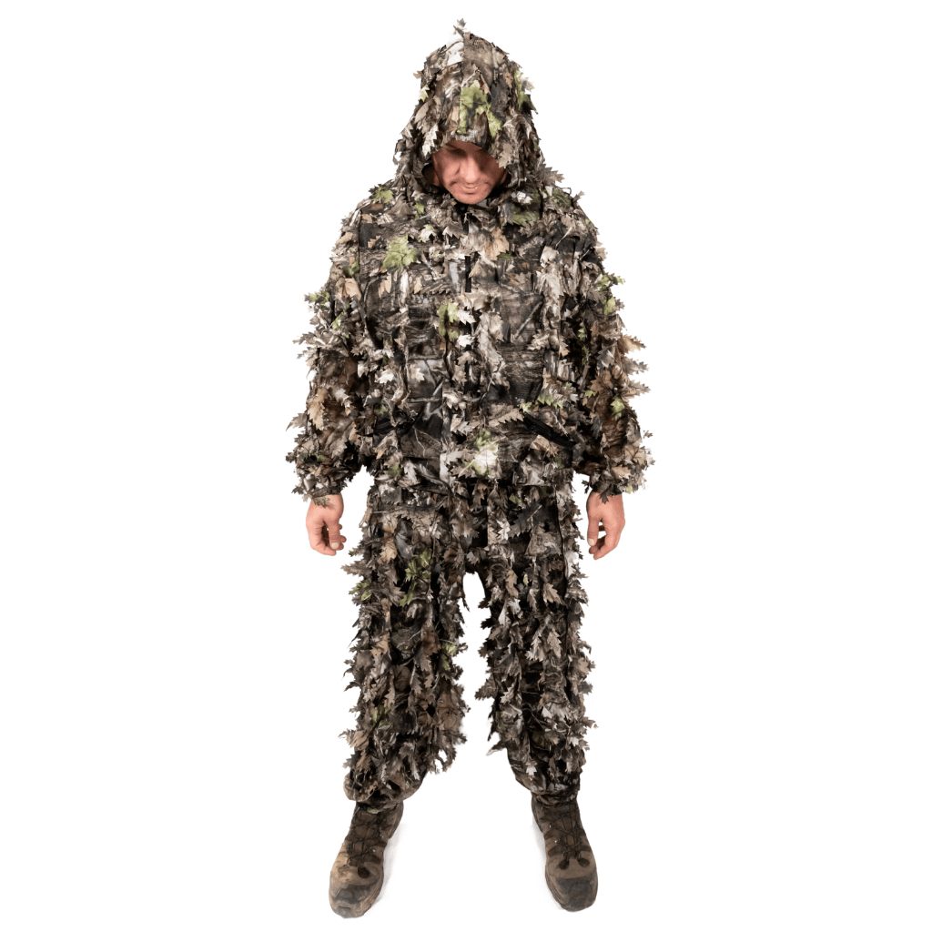 Arcturus 3D Leaf Ghillie Suit – Dark Woodland Camo – Hunting Jacket & Pants Set With Face Cover
