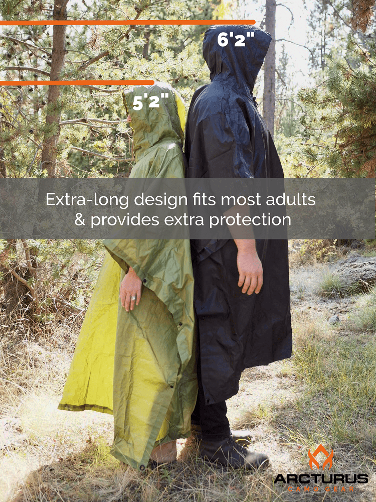 Arcturus Lightweight Waterproof Rain Poncho - Camo