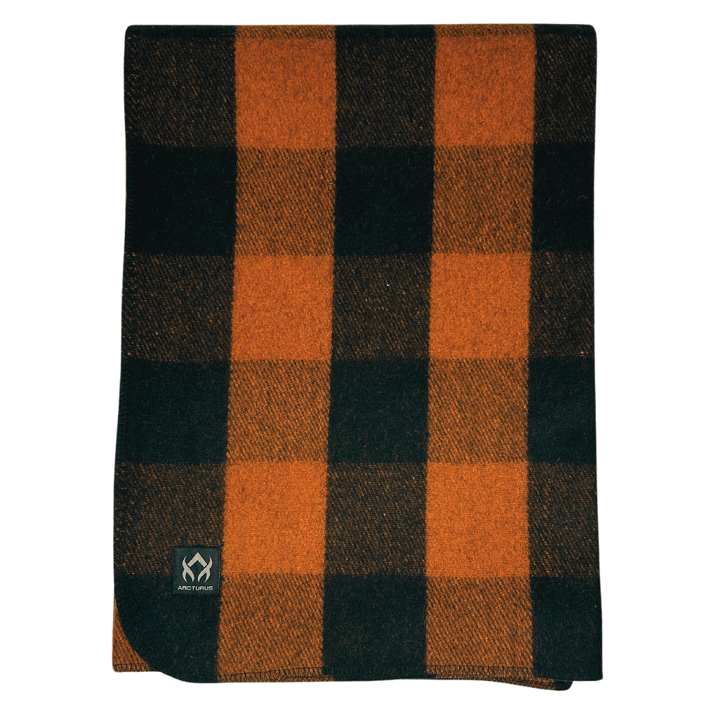 Arcturus Backwoods Wool Blanket - Orange Buffalo Plaid