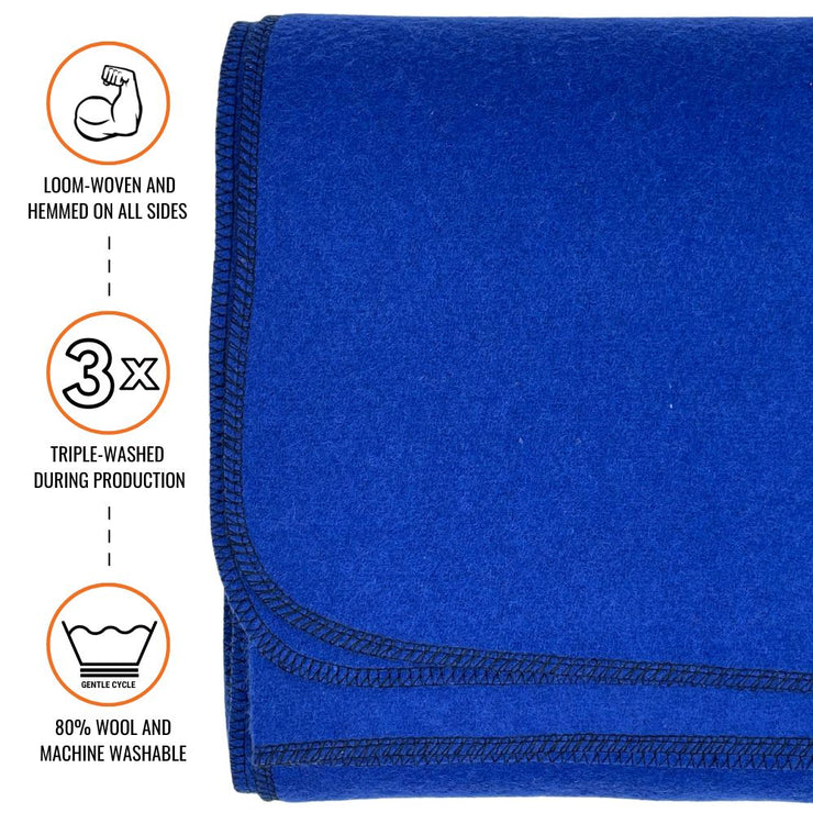 [CLEARANCE] Arcturus Military Wool Blanket - Royal Blue | 4.5 lbs (64" x 88")