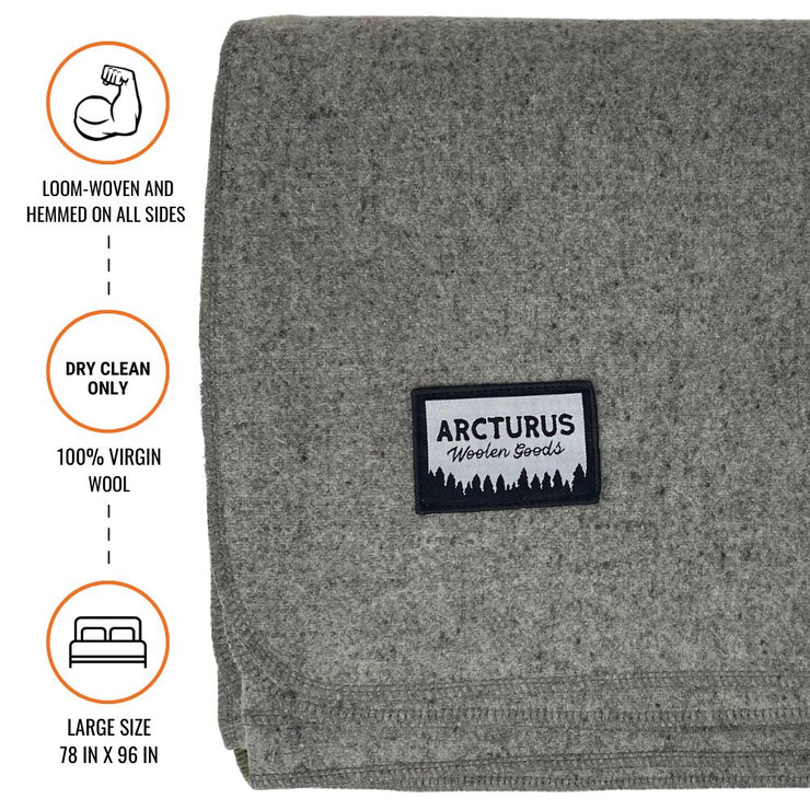Arcturus 100% Virgin Wool Blanket - Queen Size (78" x 96") - Stone Gray