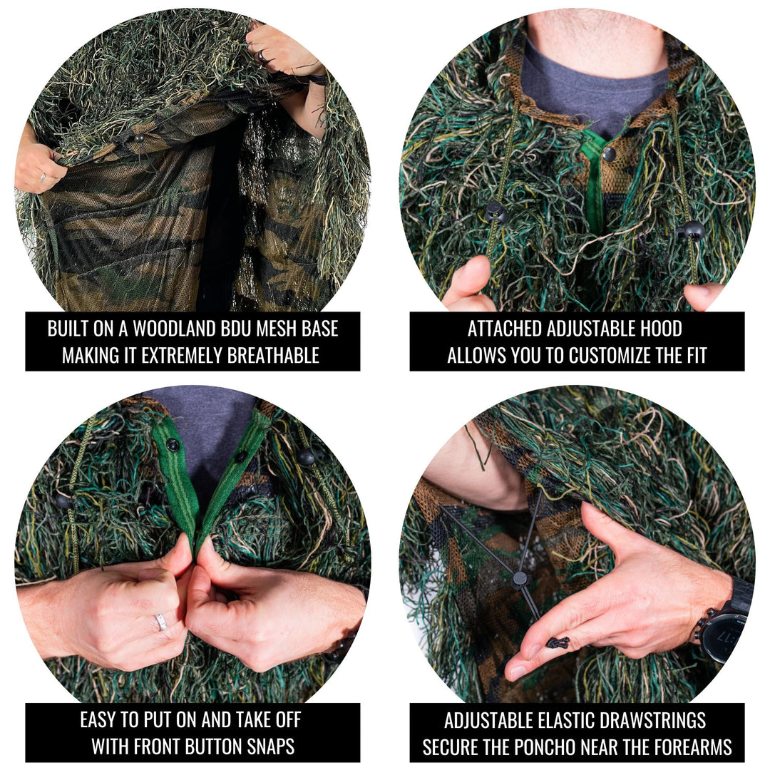 Arcturus Ghost Ghillie Poncho - Woodland