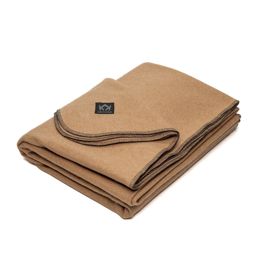 Arcturus Military Wool Blanket - Camel | 4.5 lbs (64" x 88")