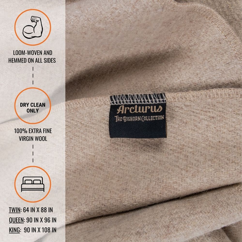 Arcturus Bighorn 100% Virgin Wool Blanket - Ivory