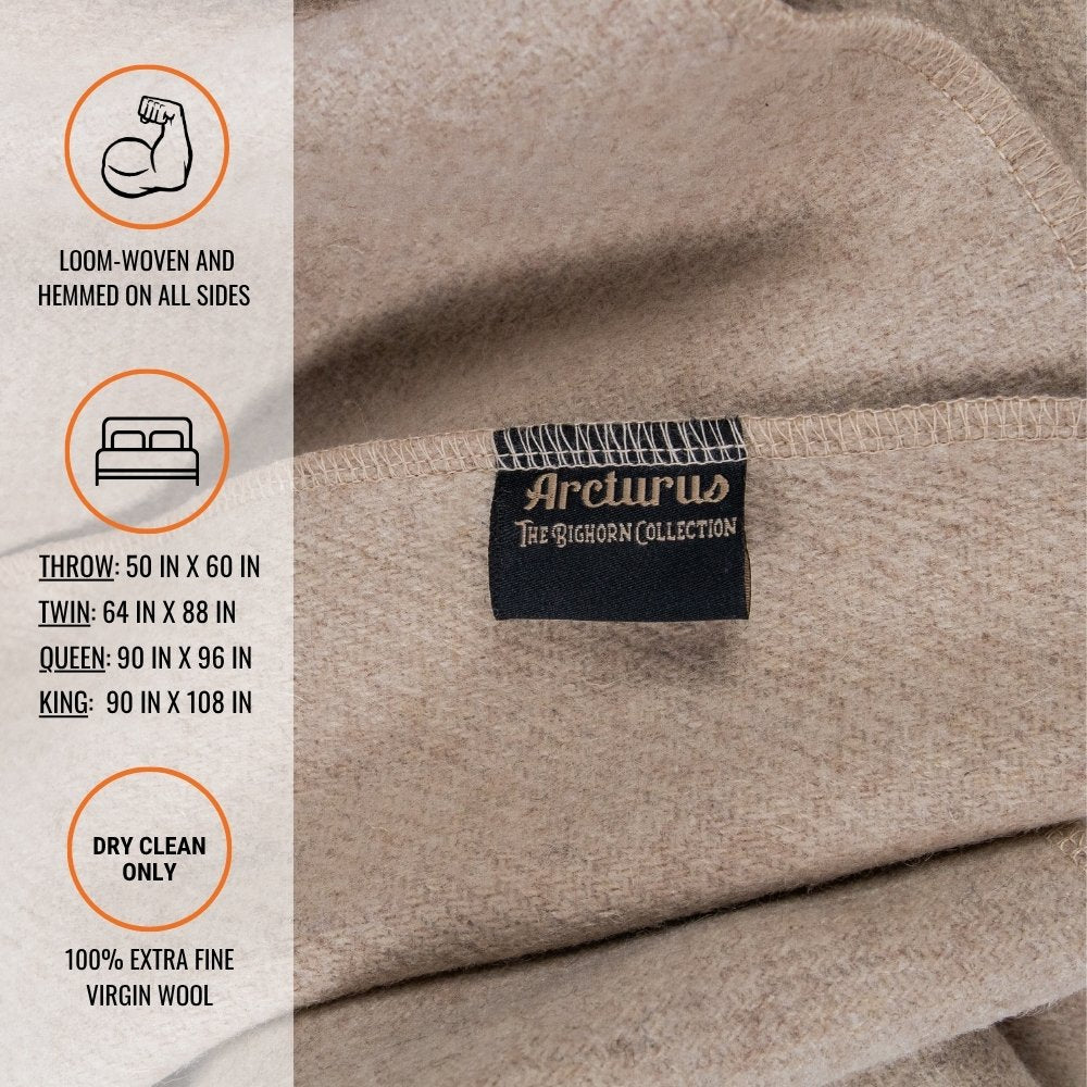 Arcturus Bighorn 100% Virgin Wool Blanket - Ivory