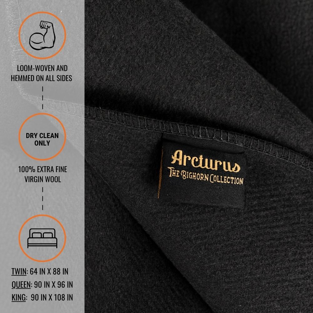 Arcturus Bighorn 100% Virgin Wool Blanket - Raven