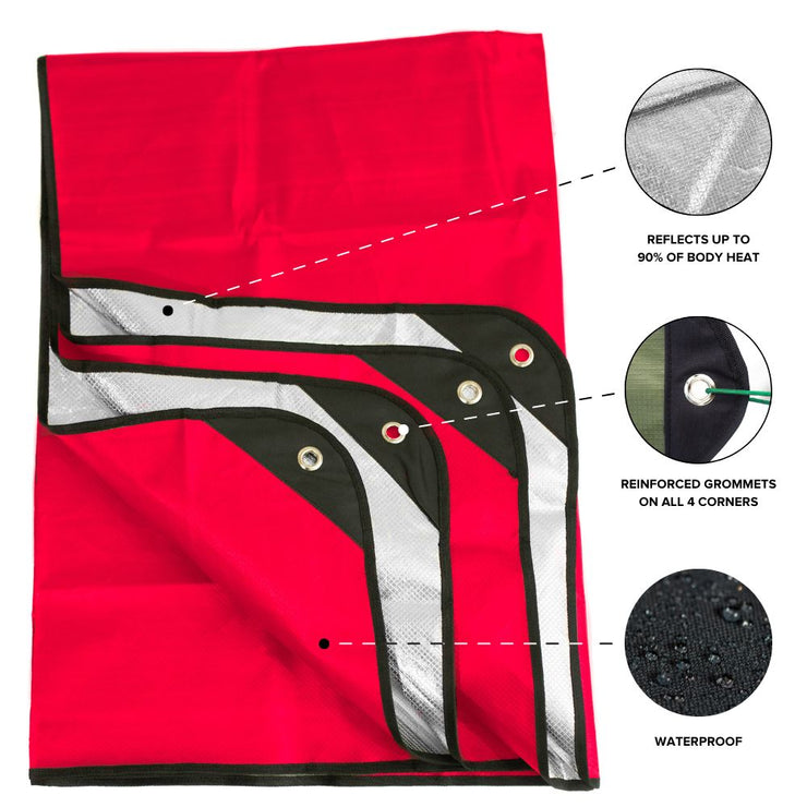 Arcturus Outdoor Survival Blanket 60" x 82" - Red