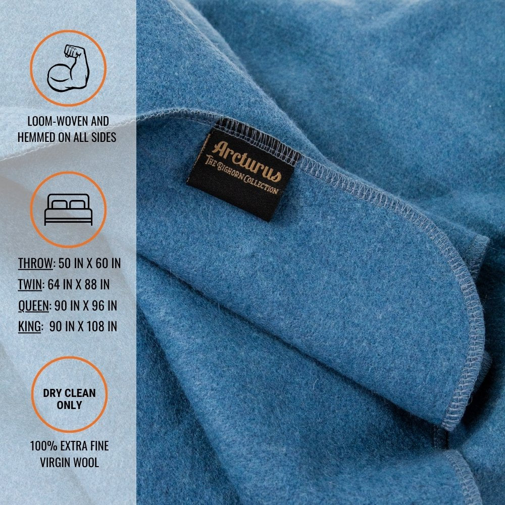 Arcturus Bighorn 100% Virgin Wool Blanket - Steel Blue
