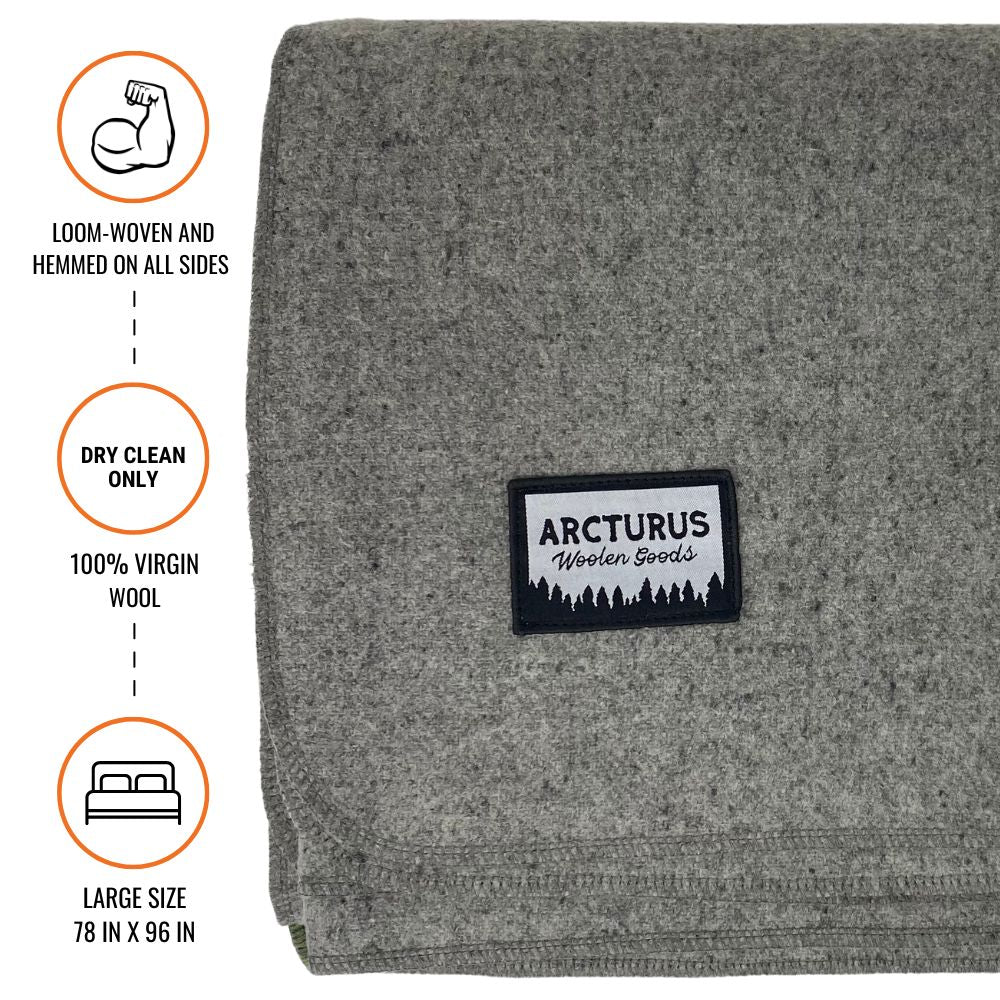 Arcturus 100% Virgin Wool Blanket - (78" x 96") - Stone Gray