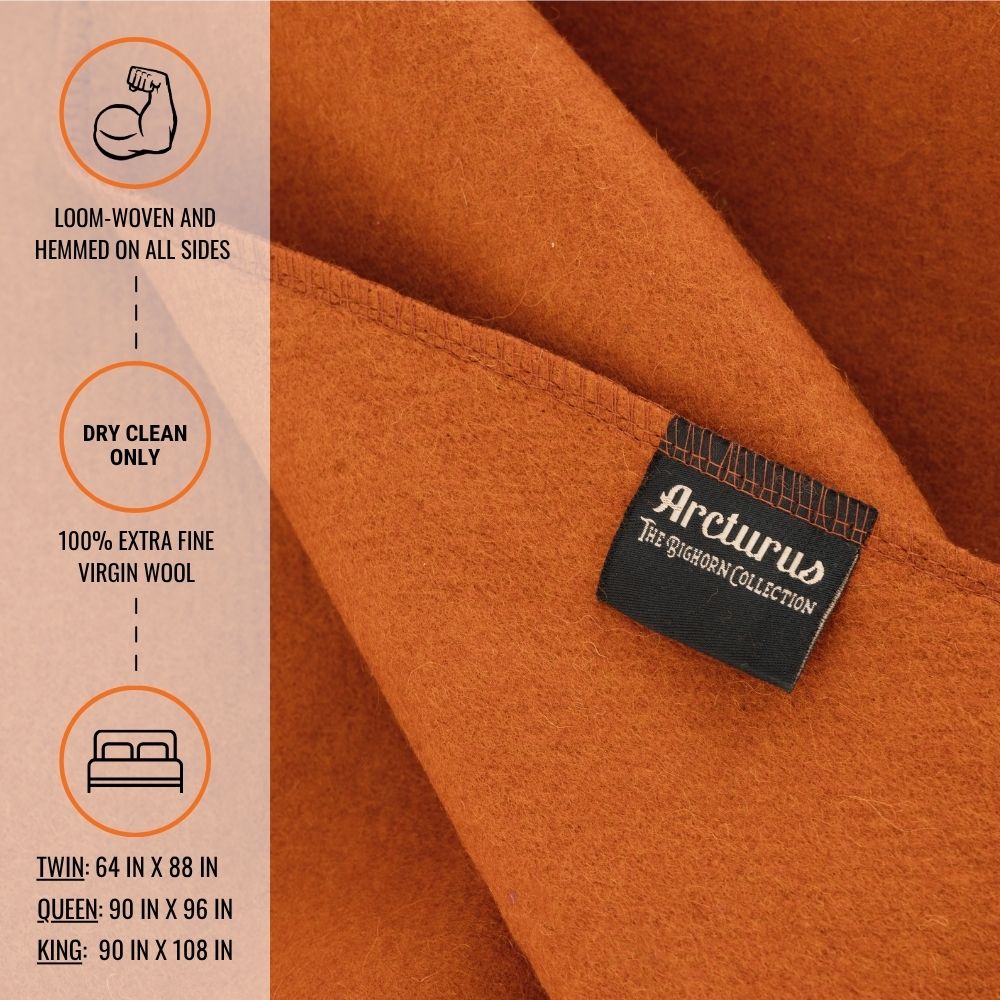 Arcturus Bighorn 100% Virgin Wool Blanket - Bronze