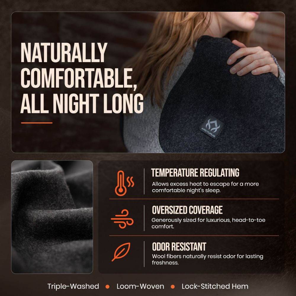 Arcturus Lake Tahoe Wool Blanket - Charcoal