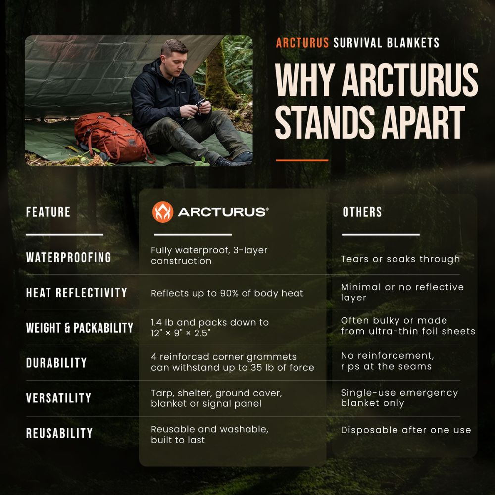 Arcturus Outdoor Survival Blanket 60" x 82"