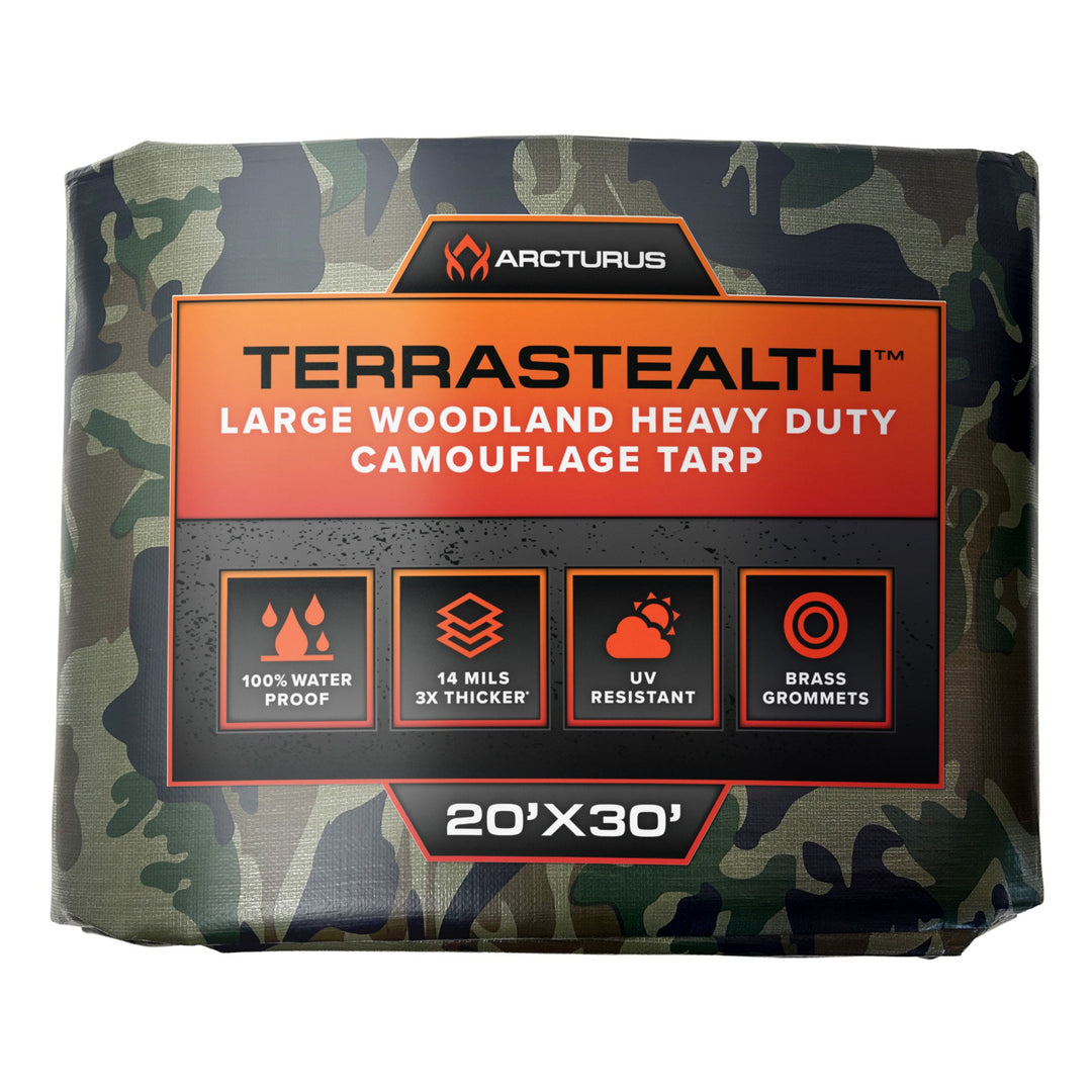 [CLEARANCE] Arcturus Terrastealth™ Large Woodland Heavy Duty Camouflage Tarp: 20' X 30'