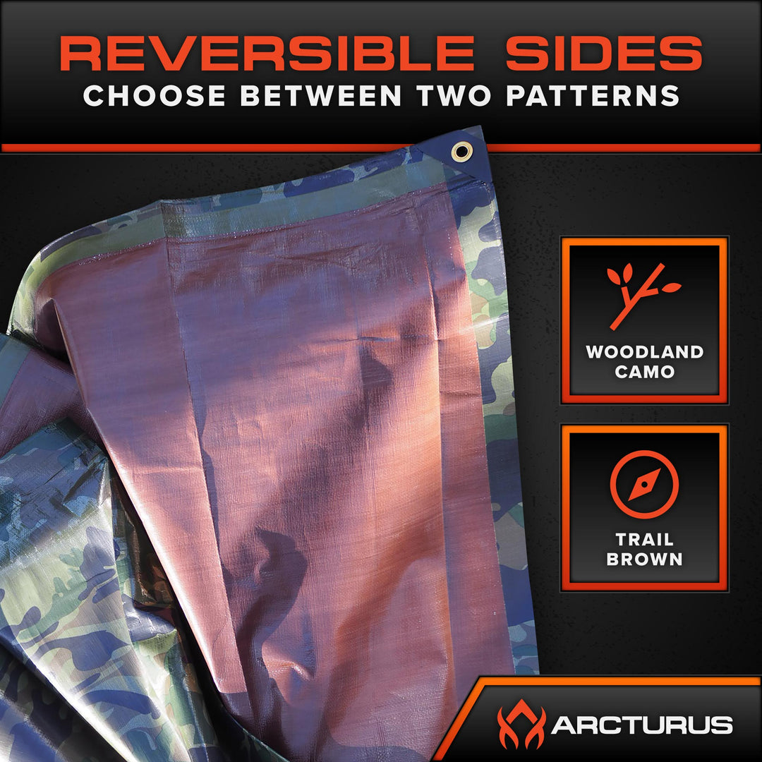 [CLEARANCE] Arcturus Terrastealth™ Large Woodland Heavy Duty Camouflage Tarp: 20' X 30'