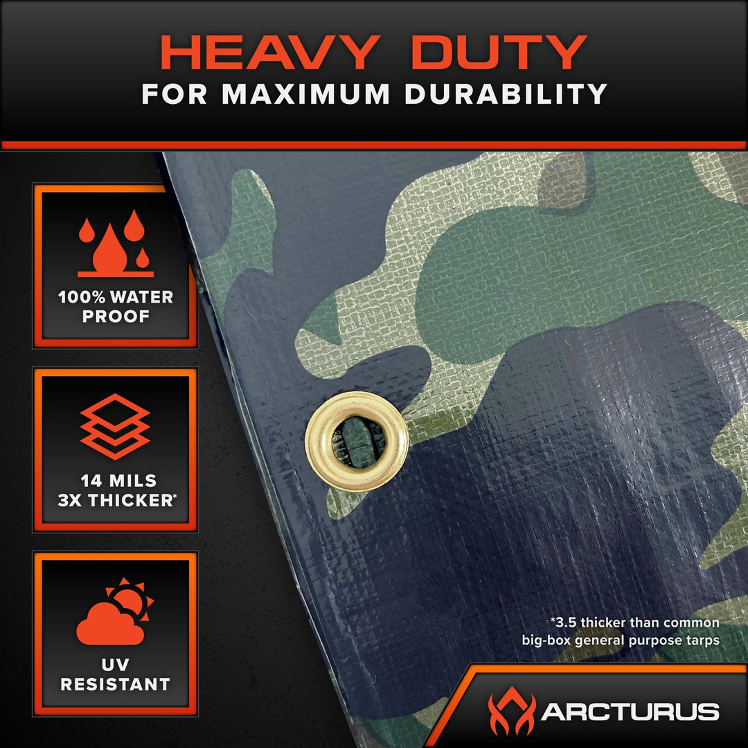 [CLEARANCE] Arcturus Terrastealth™ Large Woodland Heavy Duty Camouflage Tarp: 20' X 30'