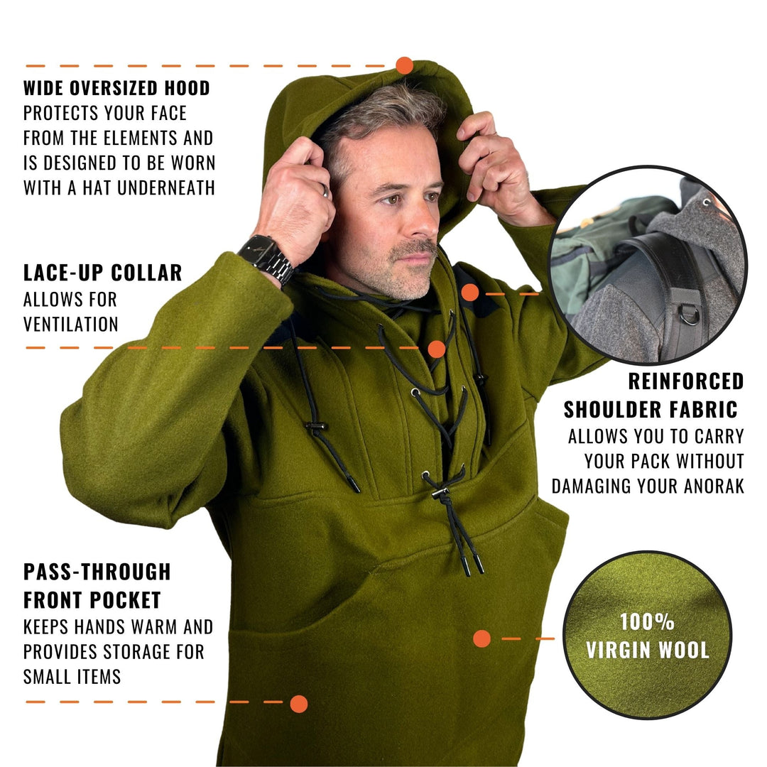 [CLEARANCE] Arcturus 100% Virgin Wool Anorak - Olive