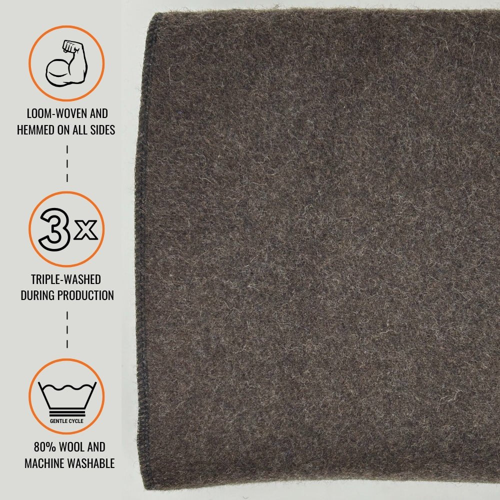 [CLEARANCE] Arcturus Military Wool Blanket - Chocolate | 4.5 lbs (64" x 88")