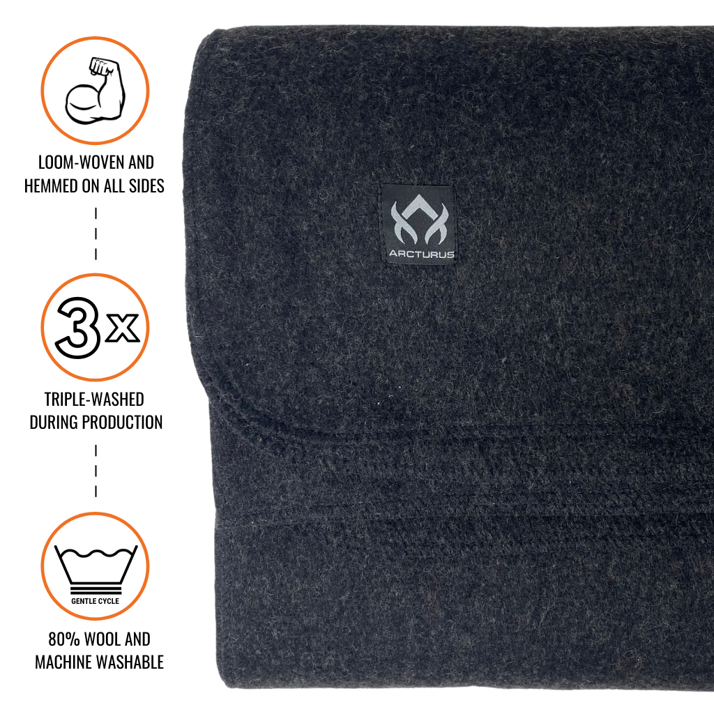[CLEARANCE] Arcturus Military Wool Blanket - Charcoal | 4.5 lbs (64" x 88")