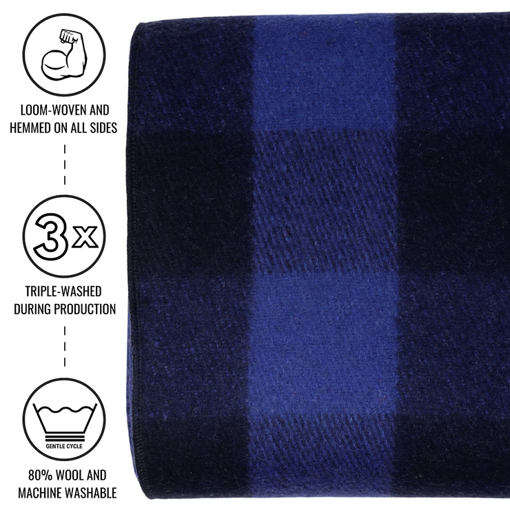 Arcturus Backwoods Wool Blanket - Blue Buffalo Plaid