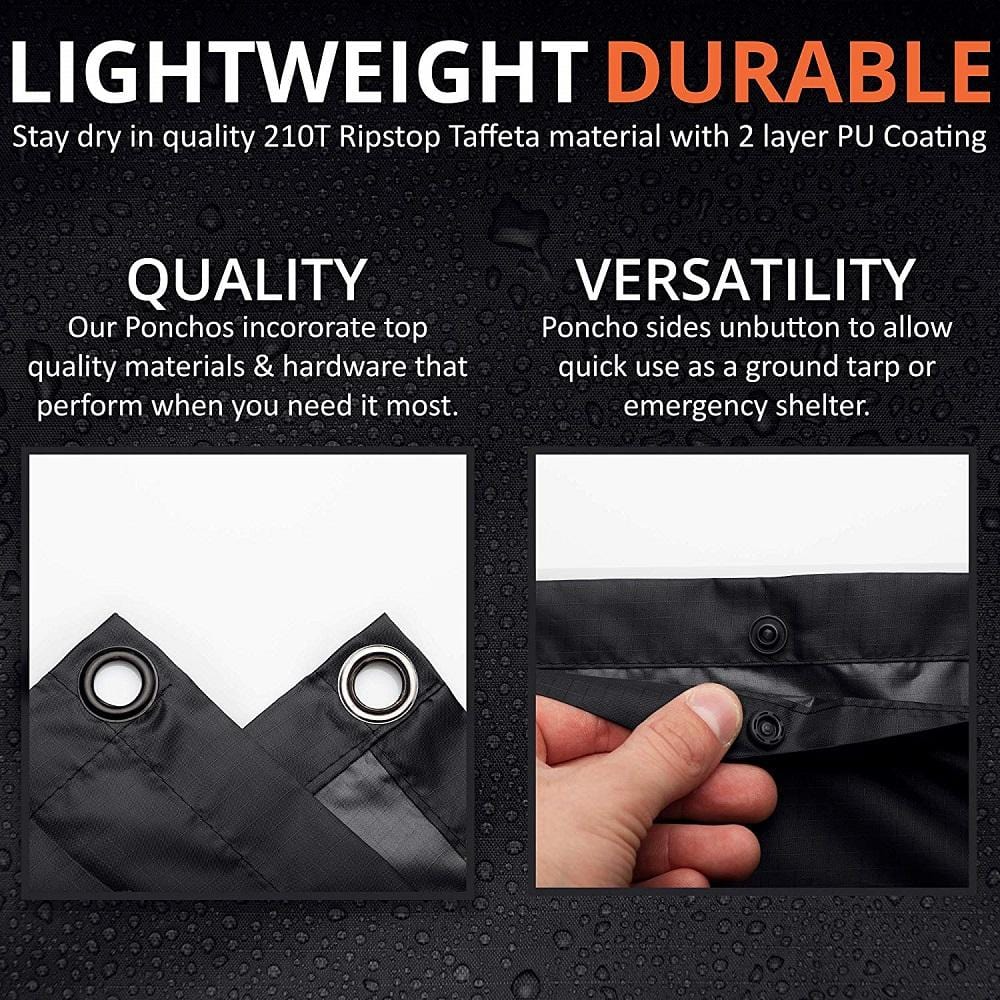 Arcturus Lightweight Waterproof Rain Poncho - Black