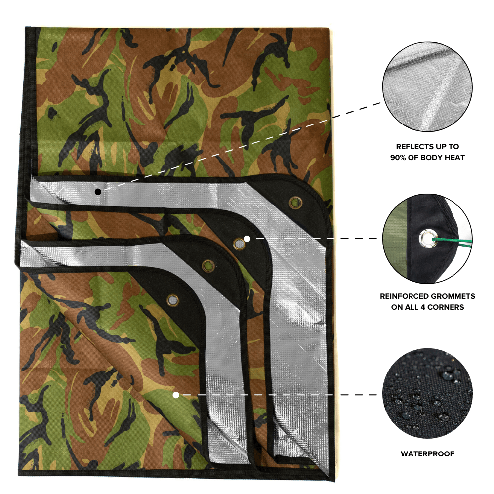 Arcturus Outdoor Survival Blanket 60" x 82" - Woodland Camo