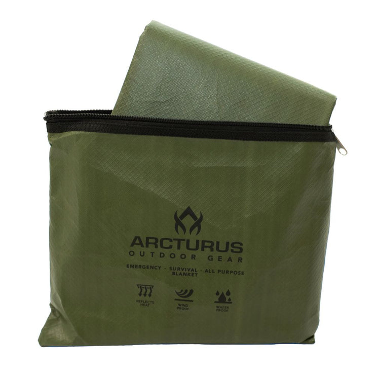 Arcturus Outdoor Survival Blanket 60" x 82" - Olive Green