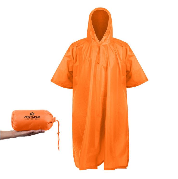 Arcturus Lightweight Waterproof Rain Poncho - Hunter Orange
