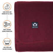 Arcturus Military Wool Blanket - Wine | 4.5 lbs (64" x 88")
