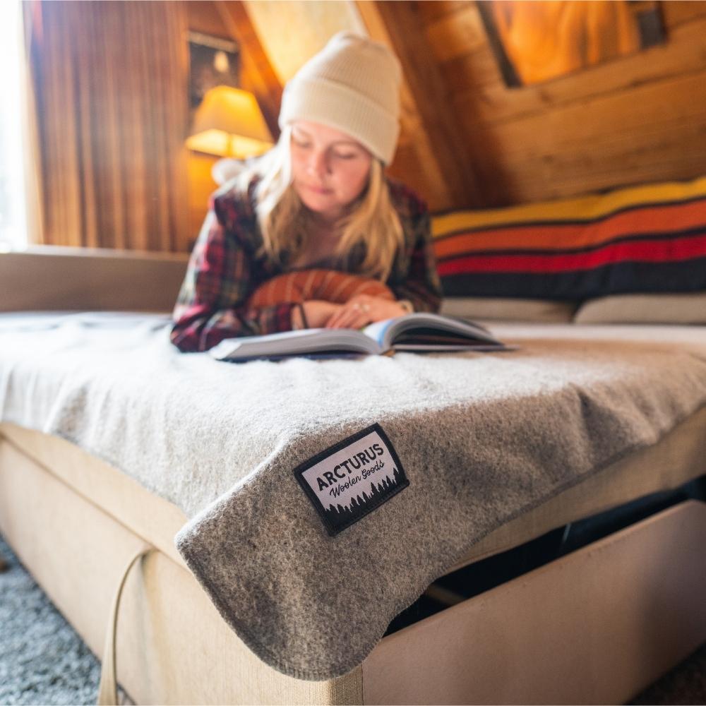 Arcturus 100% Virgin Wool Blanket - (78" x 96") - Stone Gray