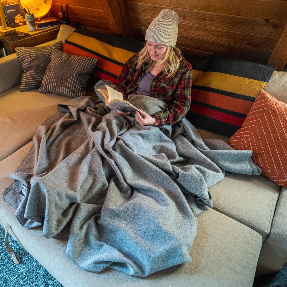 Arcturus 100% Virgin Wool Blanket - (78" x 96") - Stone Gray