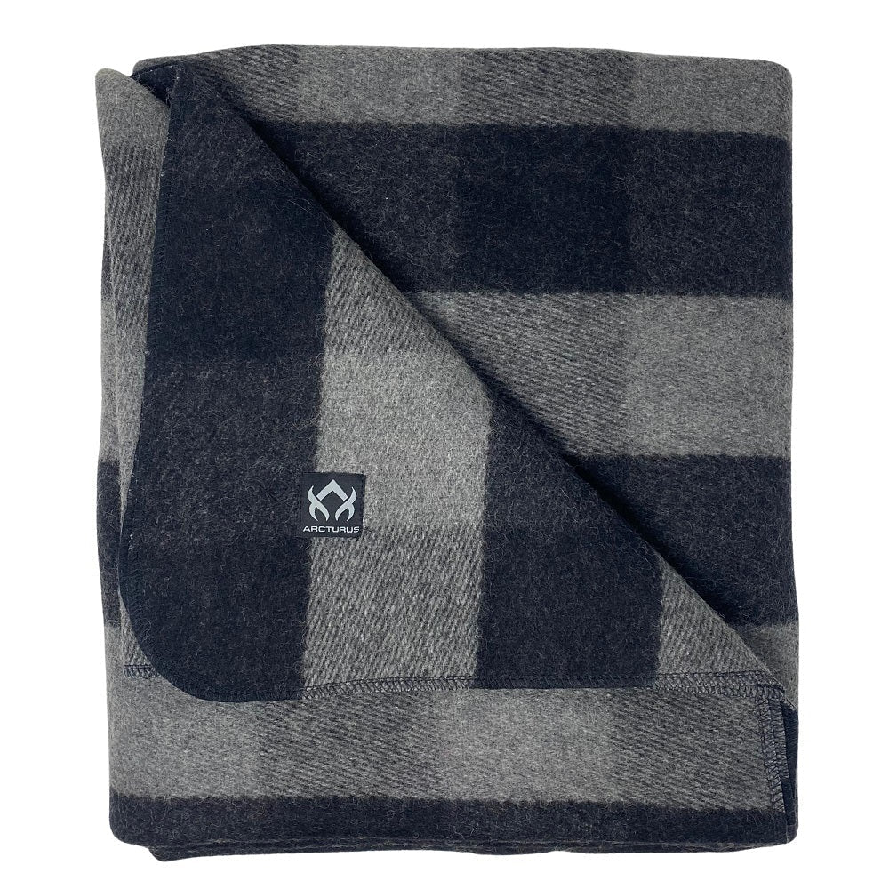 [CLEARANCE] Arcturus Backwoods Wool Blanket - Gray Buffalo Plaid