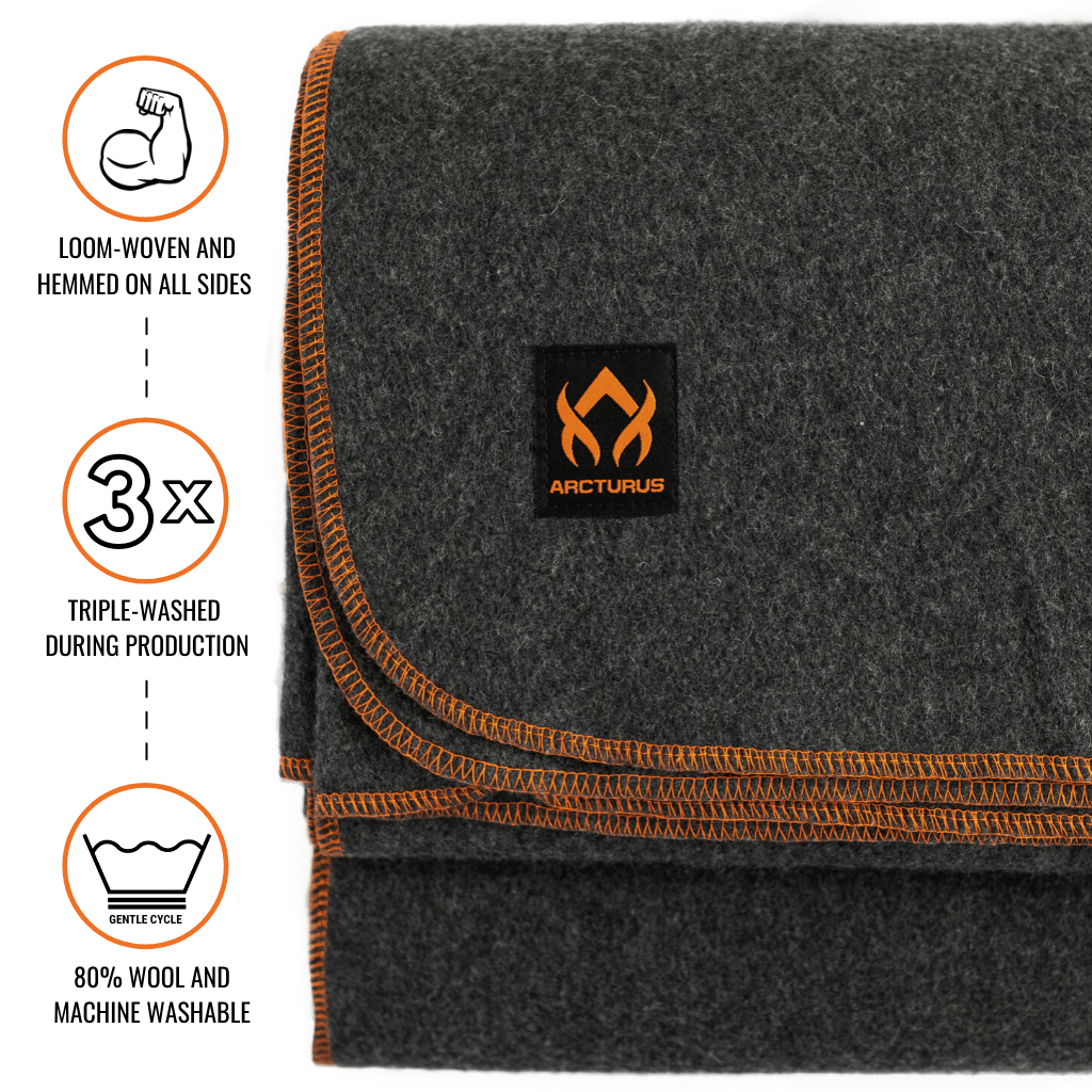 [CLEARANCE] Arcturus Military Wool Blanket - Military Gray | 4.5 lbs (64" x 88")